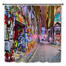 View Of Colorful Graffiti Artwork At Hosier Lane In Melbourne Bath Decor 91654660