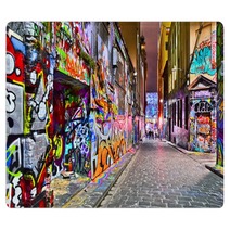 View Of Colorful Graffiti Artwork At Hosier Lane In Melbourne Rugs 91654660