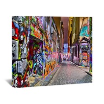 View Of Colorful Graffiti Artwork At Hosier Lane In Melbourne Wall Art 91654660