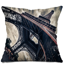 View Of Eiffel Tower In Grungy Dramatic Style Pillows 63607109