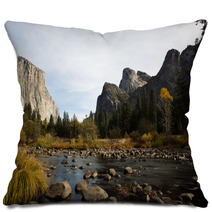 View Of El Capitan And Merced River In Yosemite National Park Pillows 60856038