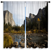 View Of El Capitan And Merced River In Yosemite National Park Window Curtains 60856038