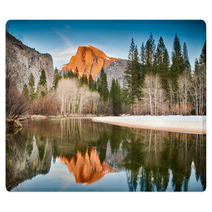 View Of Half Dome Reflected In The Merced River At Yosemite Rugs 50014853
