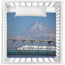 View Of Mt  Fuji And Tokaido Shinkansen, Shizuoka, Japan Nursery Decor 61161677