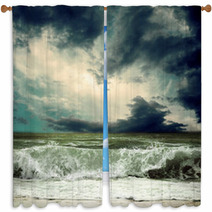 View Of Storm Seascape Window Curtains 55920143