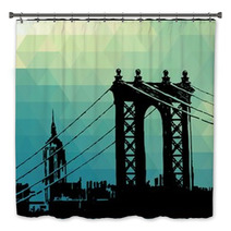 View Of The Brooklyn Bridge And The Empire State Building Bath Decor 54482336