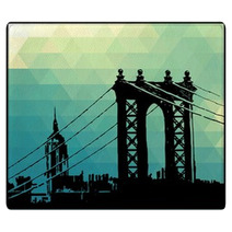 View Of The Brooklyn Bridge And The Empire State Building Rugs 54482336