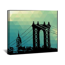 View Of The Brooklyn Bridge And The Empire State Building Wall Art 54482336