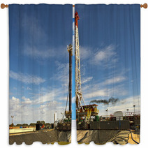 View Of The Land Rig Across The Sump Pit Window Curtains 63654667