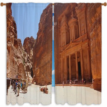 View Of The Treasury Al Khazneh, Jordan Window Curtains 64841803