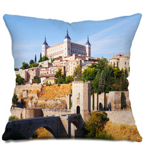 View Of  Toledo In Sunny Summer Day Pillows 64932786