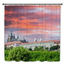 View On The Colorful Summer Prague Gothic Castle Above River Vlt Bath Decor 62048346