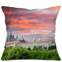 View On The Colorful Summer Prague Gothic Castle Above River Vlt Pillows 62048346