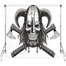 Viking Skull In Helmet Backdrops 104473175