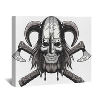 Viking Skull In Helmet Wall Art 104473175