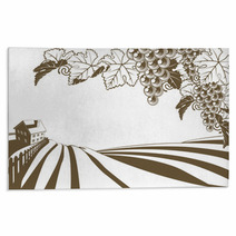 Vineyard Grapevine Farm Illustration Rugs 56641843