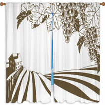 Vineyard Grapevine Farm Illustration Window Curtains 56641843