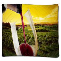 Vineyard In The Sunset Blankets 61932399