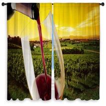 Vineyard In The Sunset Window Curtains 61932399