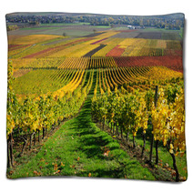 Vineyards In Autumn Colours The Rhine Valley Germany Blankets 46267041