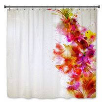 Vintage Abstract Background With Floral Branch Bath Decor 45234137
