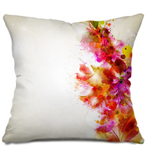 Vintage Abstract Background With Floral Branch Pillows 45234137