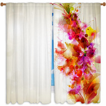 Vintage Abstract Background With Floral Branch Window Curtains 45234137