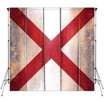 Vintage Alabama Flag On Grunge Wooden Panel Backdrops 135734521
