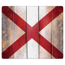 Vintage Alabama Flag On Grunge Wooden Panel Rugs 135734521