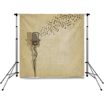Vintage Background With Microphone - Vector Illustration Backdrops 57029410