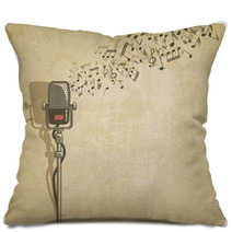 Vintage Background With Microphone - Vector Illustration Pillows 57029410