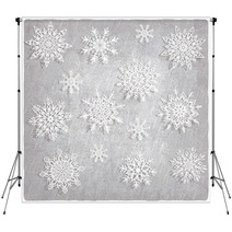 Vintage Background With Snowflake Set - Vector Illustration Backdrops 58261290