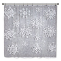 Vintage Background With Snowflake Set - Vector Illustration Bath Decor 58261290
