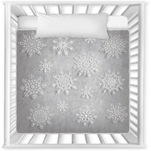 Vintage Background With Snowflake Set - Vector Illustration Nursery Decor 58261290