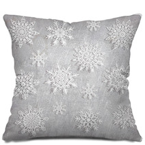Vintage Background With Snowflake Set - Vector Illustration Pillows 58261290