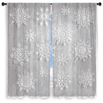 Vintage Background With Snowflake Set - Vector Illustration Window Curtains 58261290