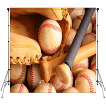 Vintage Baseball Equipment, Bat, Balls, Glove Backdrops 85205385