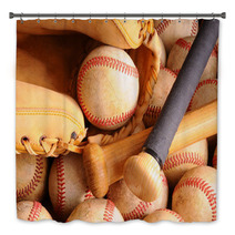 Vintage Baseball Equipment, Bat, Balls, Glove Bath Decor 85205385