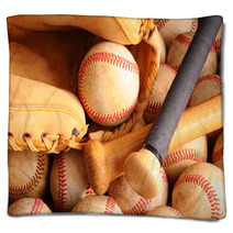 Vintage Baseball Equipment, Bat, Balls, Glove Blankets 85205385