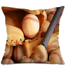 Vintage Baseball Equipment, Bat, Balls, Glove Pillows 85205385