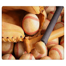 Vintage Baseball Equipment, Bat, Balls, Glove Rugs 85205385