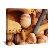 Vintage Baseball Equipment, Bat, Balls, Glove Wall Art 85205385