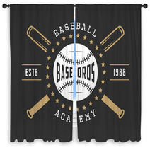 Vintage Baseball Logo Emblem Badge And Design Elements Window Curtains 110137233