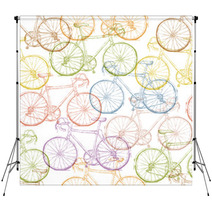 Vintage Bicycle Hand Drawn Seamless Pattern Backdrops 74328058