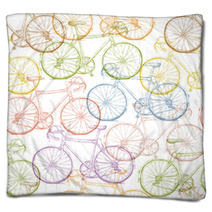 Vintage Bicycle Hand Drawn Seamless Pattern Blankets 74328058