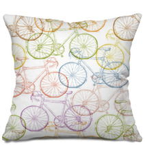 Vintage Bicycle Hand Drawn Seamless Pattern Pillows 74328058
