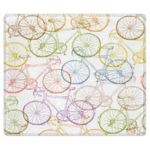 Vintage Bicycle Hand Drawn Seamless Pattern Rugs 74328058