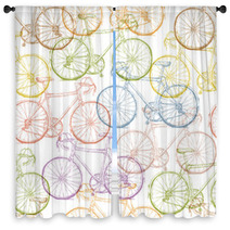 Vintage Bicycle Hand Drawn Seamless Pattern Window Curtains 74328058