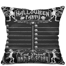 Vintage Blackboard For Halloween Party Pillows 56885549