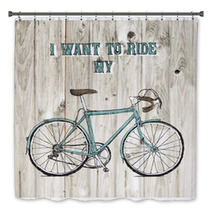 Vintage Bycicle Hand Drawn Poster Bath Decor 73699605
